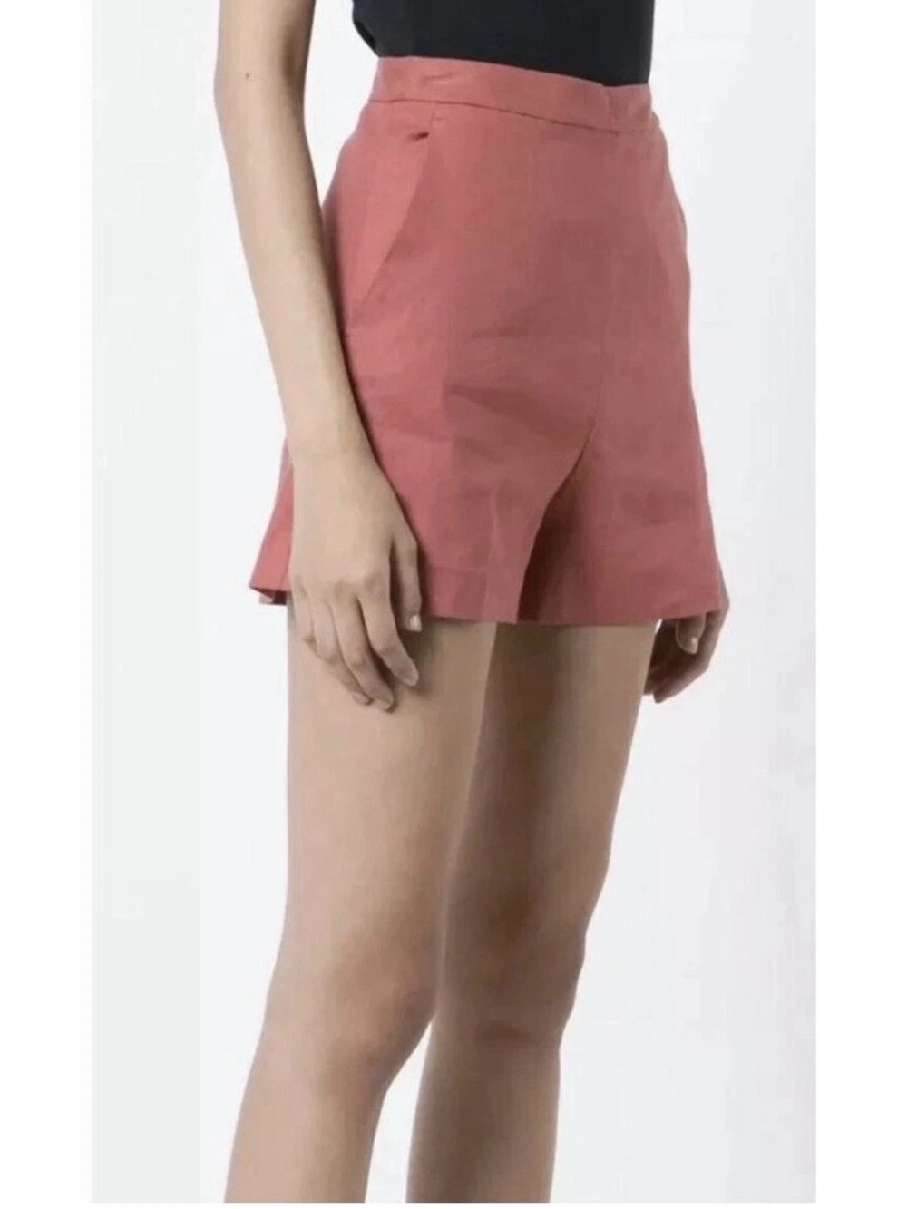Theory Red Tailored High Waist Shorts